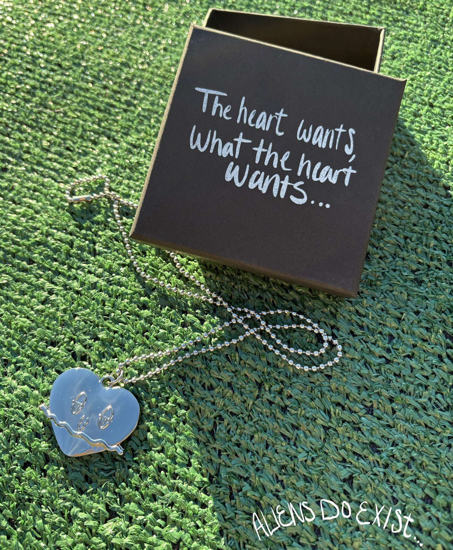 “What the heart wants” Pendant on ball chain.
